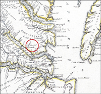 Fairfield Plantation on the Fry and Jefferson Map of Virginia, 1751