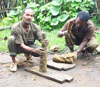 Clay pounding and 'madabaii' tuyere making.