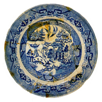 Figure 7. Standard Willow Pattern by Spode, ca. 1820-1825, one of 61 willow patterned vessels recovered from the Great House.