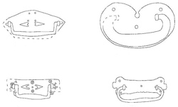 Iron grips recovered from the Kingston-upon-Thames Quaker burial ground, excerpt of Bashford and Sibun 2007, Fig. 14, image copyright and courtesy of Archaeology South-East