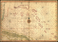 Map of Bahamas and Cuba, circa 1650