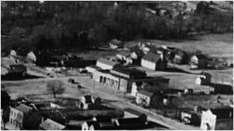 This is an aerial view of the African American neighborhood in Williamsburg in the late 1920s showing areas close to the Nicholson and Botetourt Streets intersection.