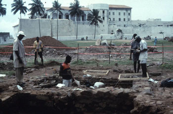 Elmina excavations near the fort