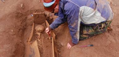 Excavation of grave at St. Helena